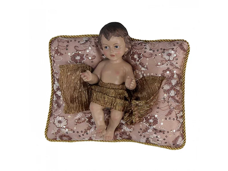 Nativita' tessuto su cuscino rosa cmh23