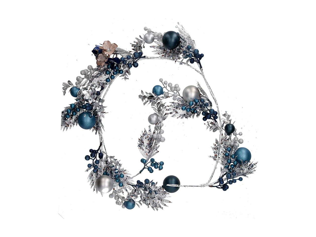 Festone plastica sfere argento e blu cm 125