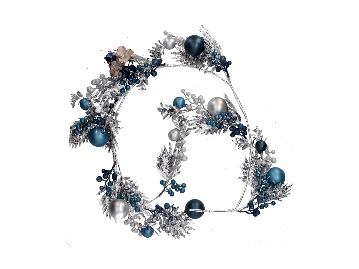 Festone plastica sfere argento e blu cm 125