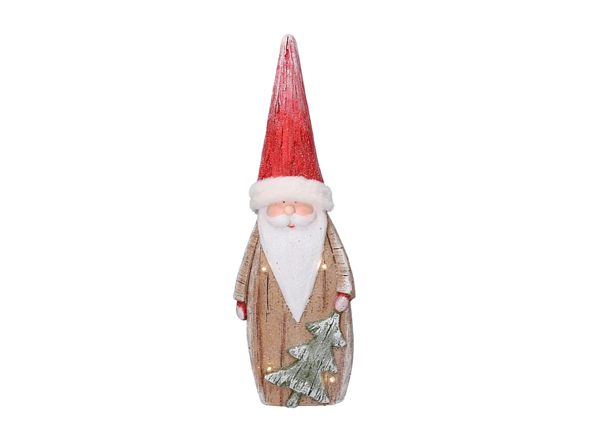 Babbo natale resina led con albero rosso cm 19x10h55,5