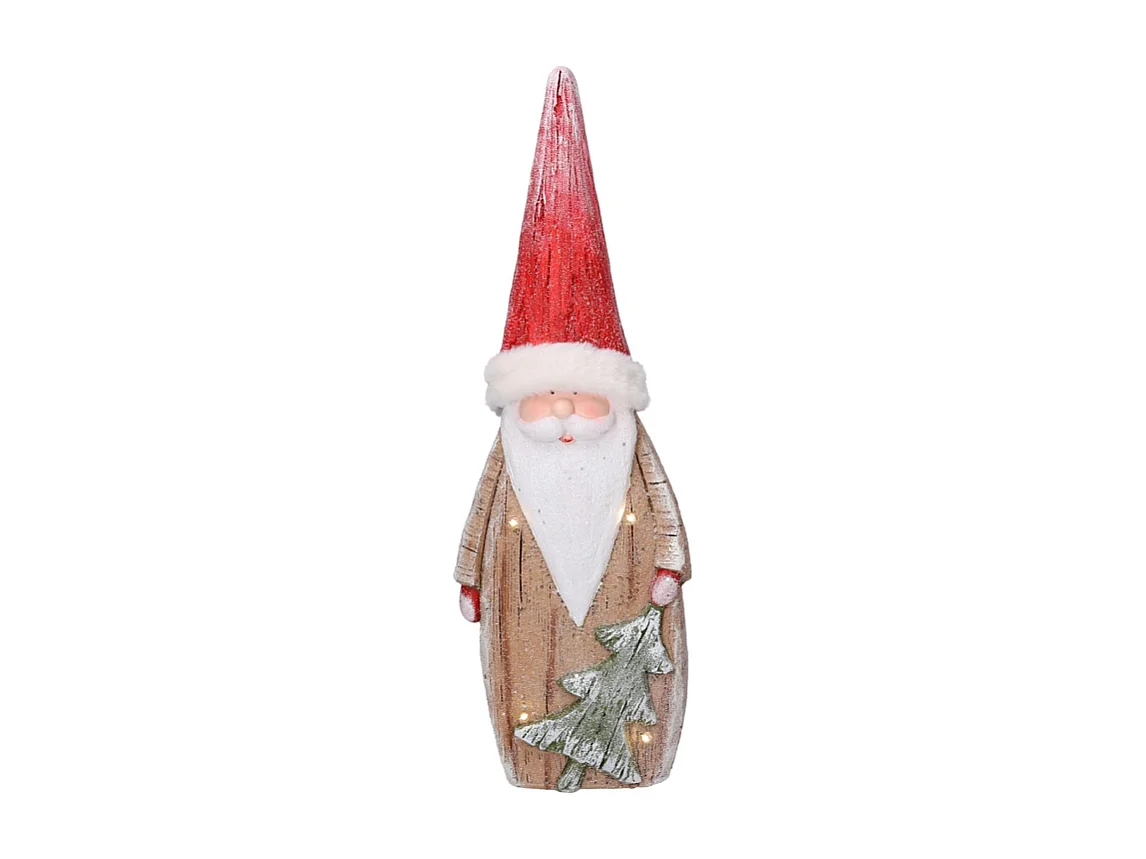 Babbo natale resina led con albero rosso cm 19x10h55,5