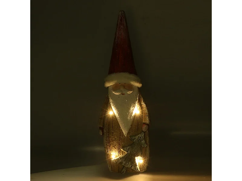 Babbo natale resina led con albero rosso cm 19x10h55,5