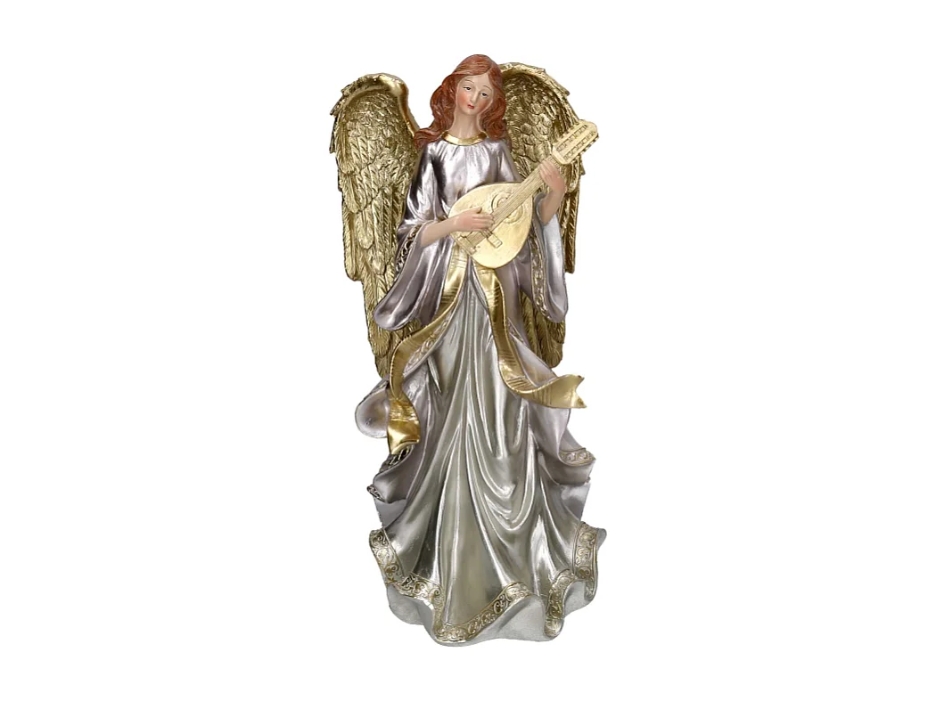 Angelo resina con chitarra oro cm 18,2x16,4h37,8
