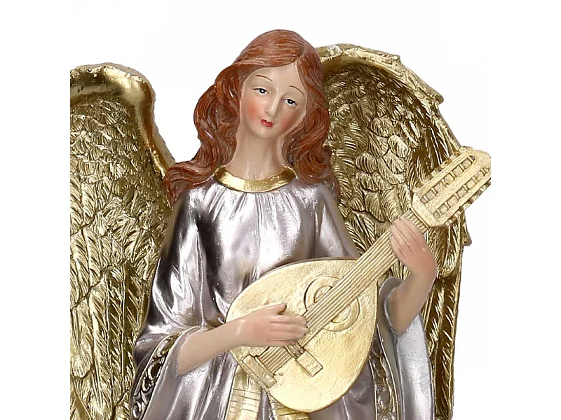 Angelo resina con chitarra oro cm 18,2x16,4h37,8