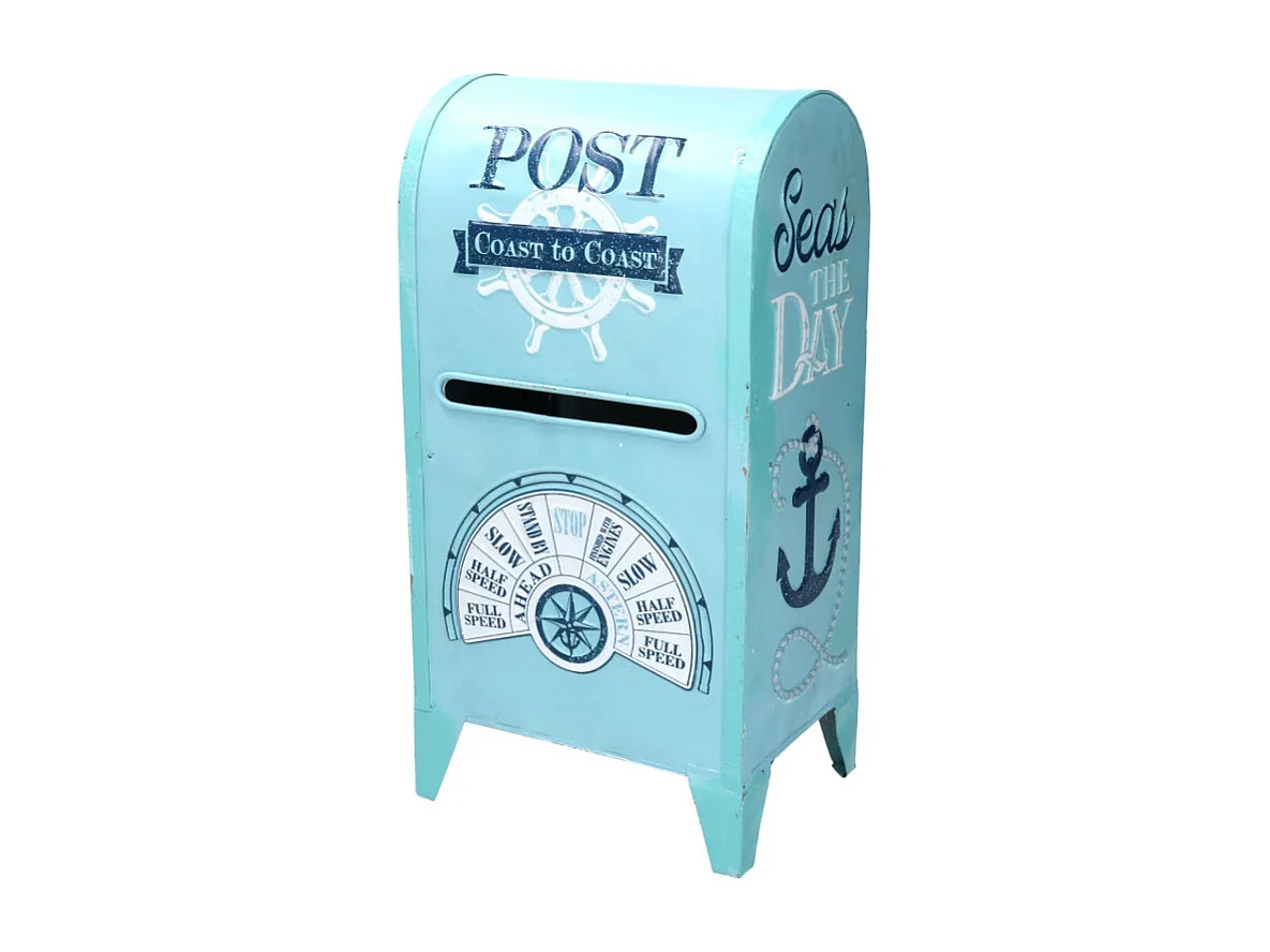 Cassetta posta metallo mare azzurro cm 18x13,5h35,5