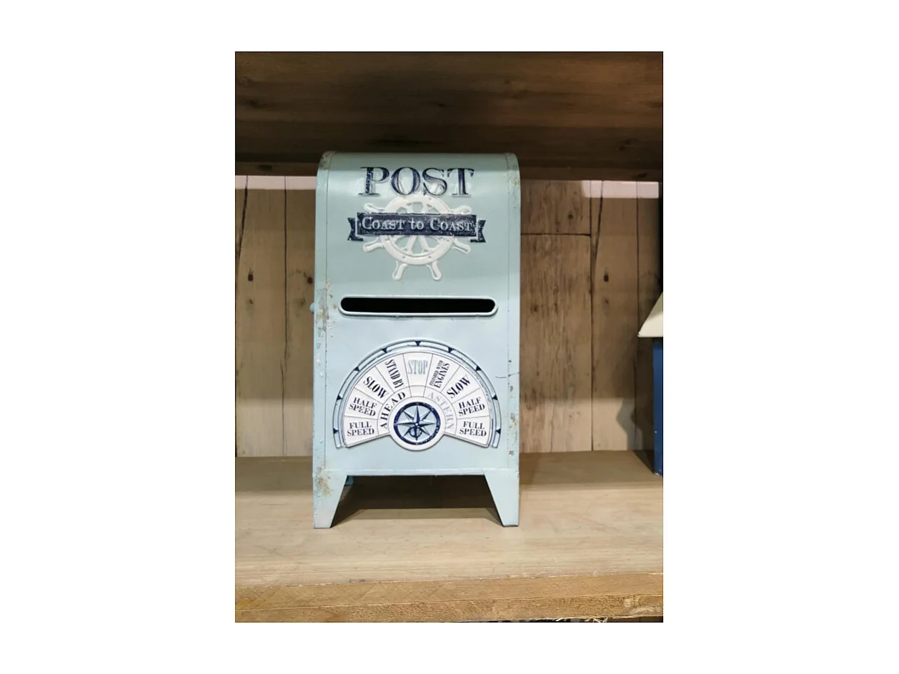 Cassetta posta metallo mare azzurro cm 18x13,5h35,5