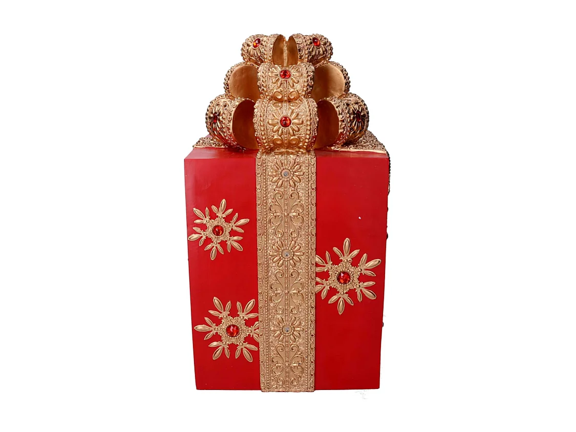 Pacco regalo resina oro e rossocm28x28h50,8