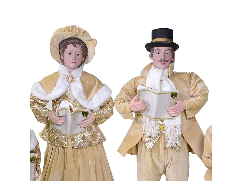 Famiglia cantori tessuto oro set 4pz cm 34x22h95