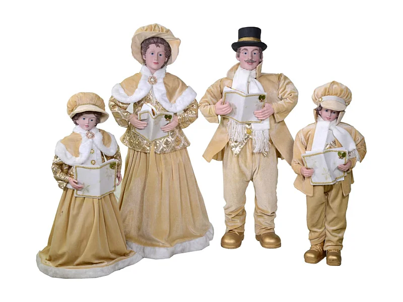 Famiglia cantori tessuto oro set 4pz cm 34x22h95