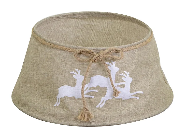 Copribase albero tessuto pieghevole renne beige tondo cm ø56h25