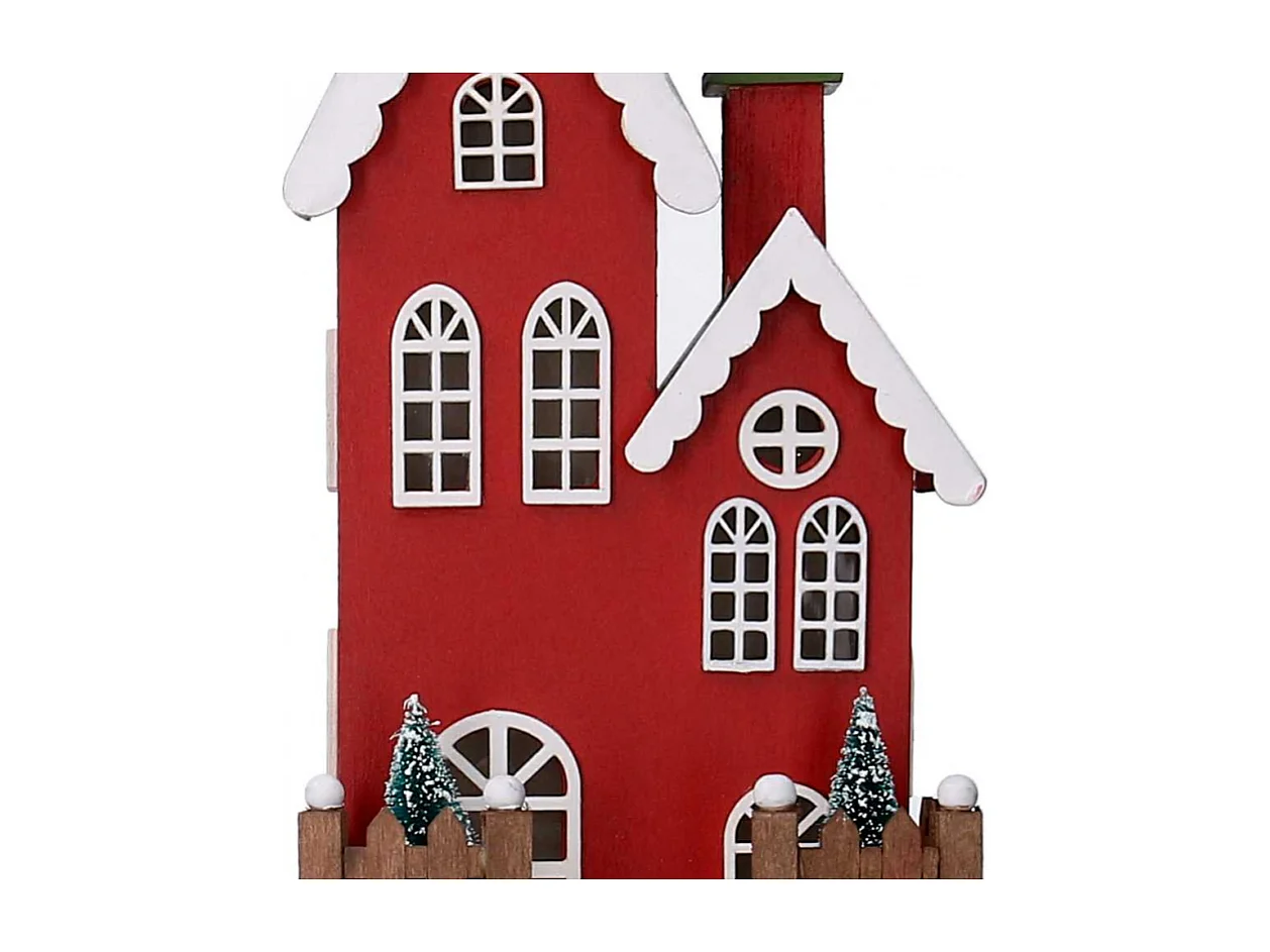 Casetta legno rosso con led cm 17x15,3h56,5