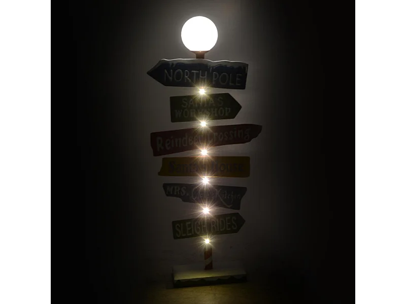 Cartello metallo indicazioni led multicolor cm 46x16,5h106,5