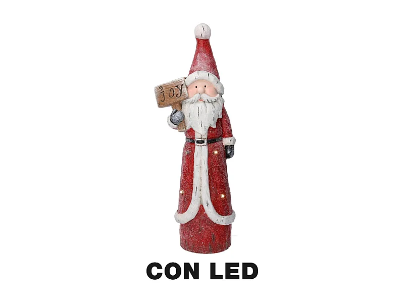 Babbo natale resina led rosso cm 19x14h55,5