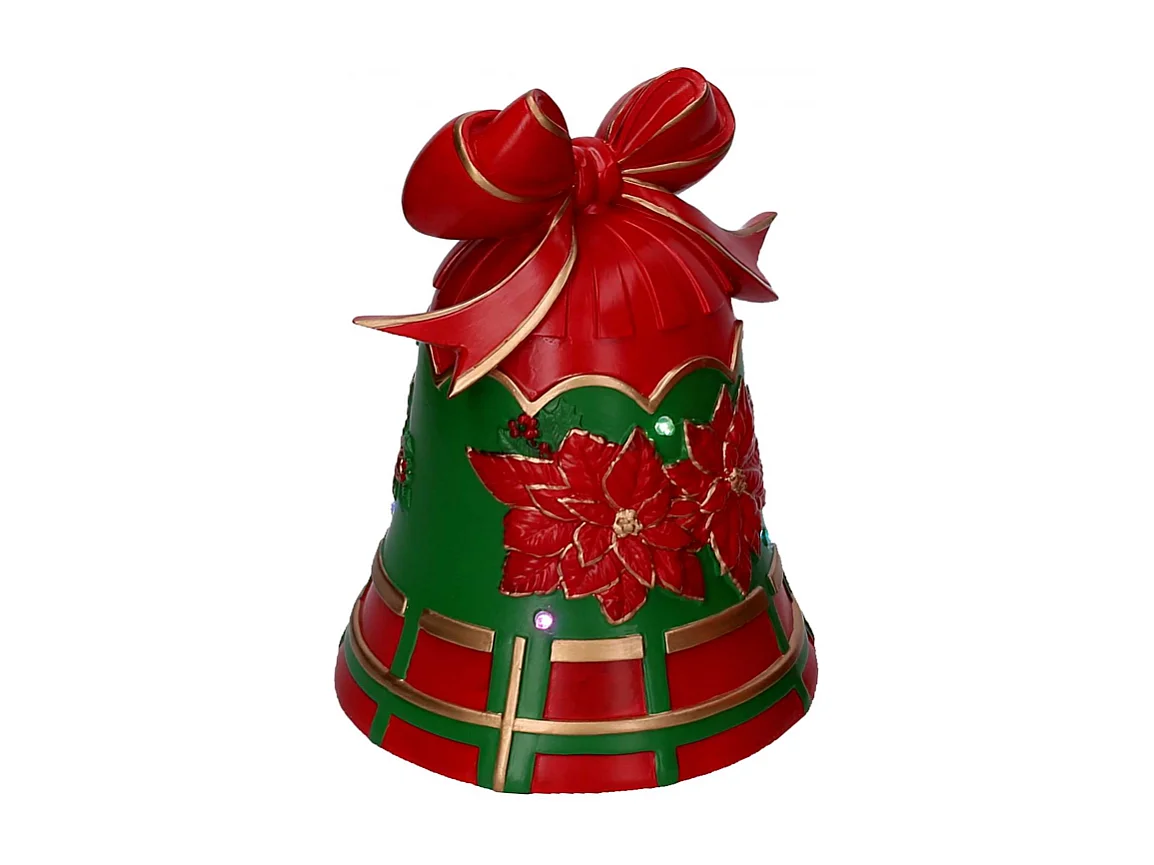 Campana resina fiori verde e rosso con led cm 20x19h25