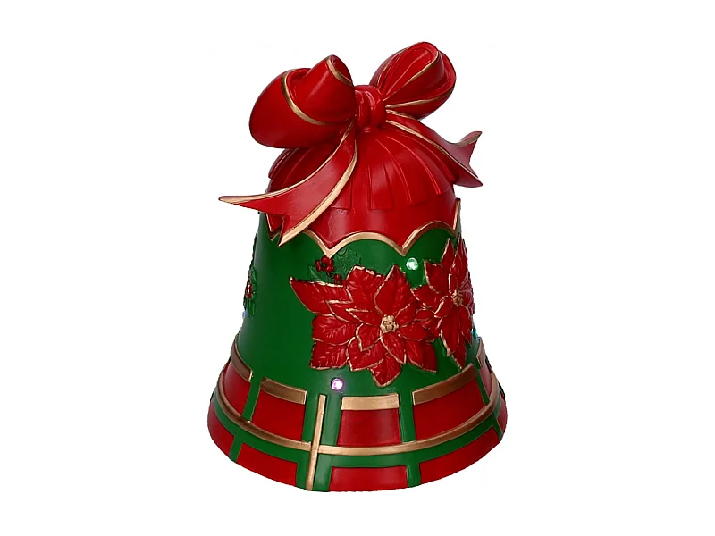 Campana resina fiori verde e rosso con led cm 20x19h25