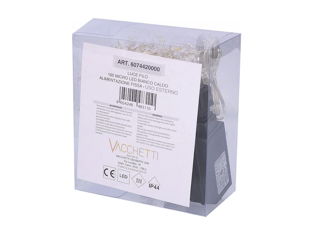 Luce filo 160 micro led stella bianco caldo cm 230alimentazione fissa uso esterno