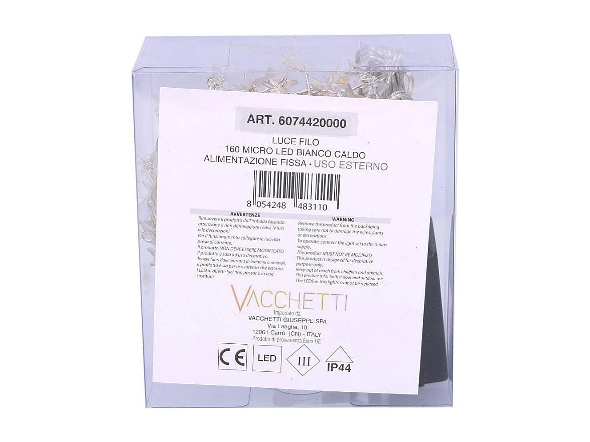 Luce filo 160 micro led stella bianco caldo cm 230alimentazione fissa uso esterno