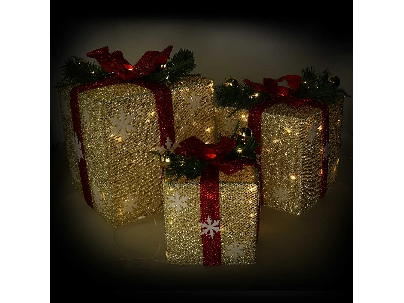 Pacco regalo fiocchi di neve 1-3 rosso e oro cm 25x25h30