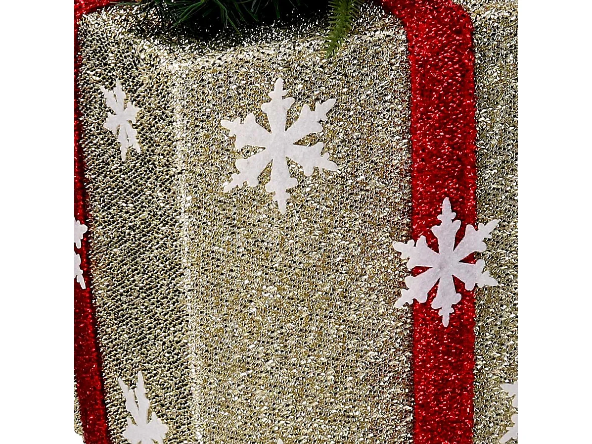 Pacco regalo fiocchi di neve 1-3 rosso e oro cm 25x25h30