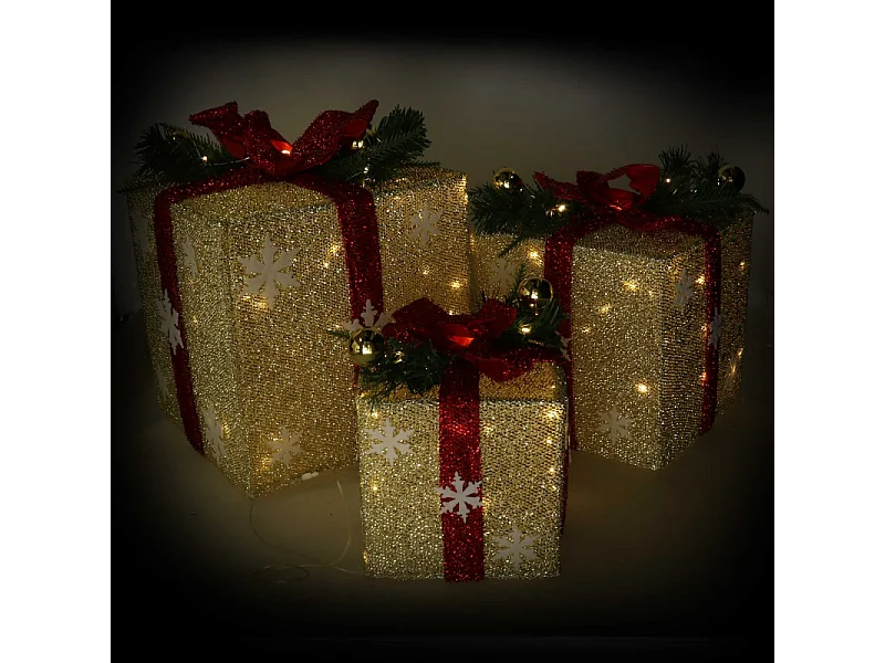 Pacco regalo fiocchi di neve 1-3 rosso e oro cm 25x25h30