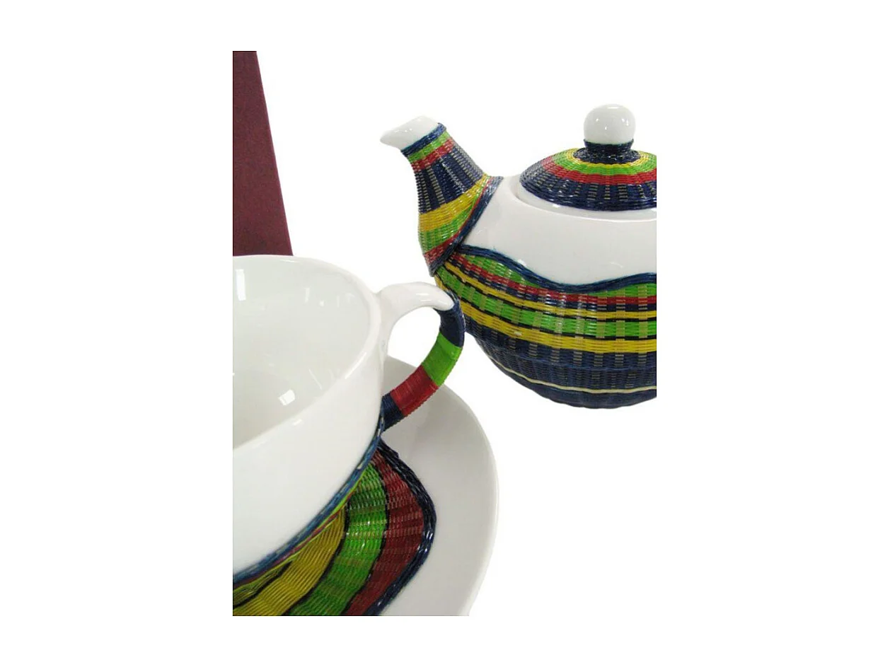 Teiera con tazza decoro bambù multicoltazza e teiera