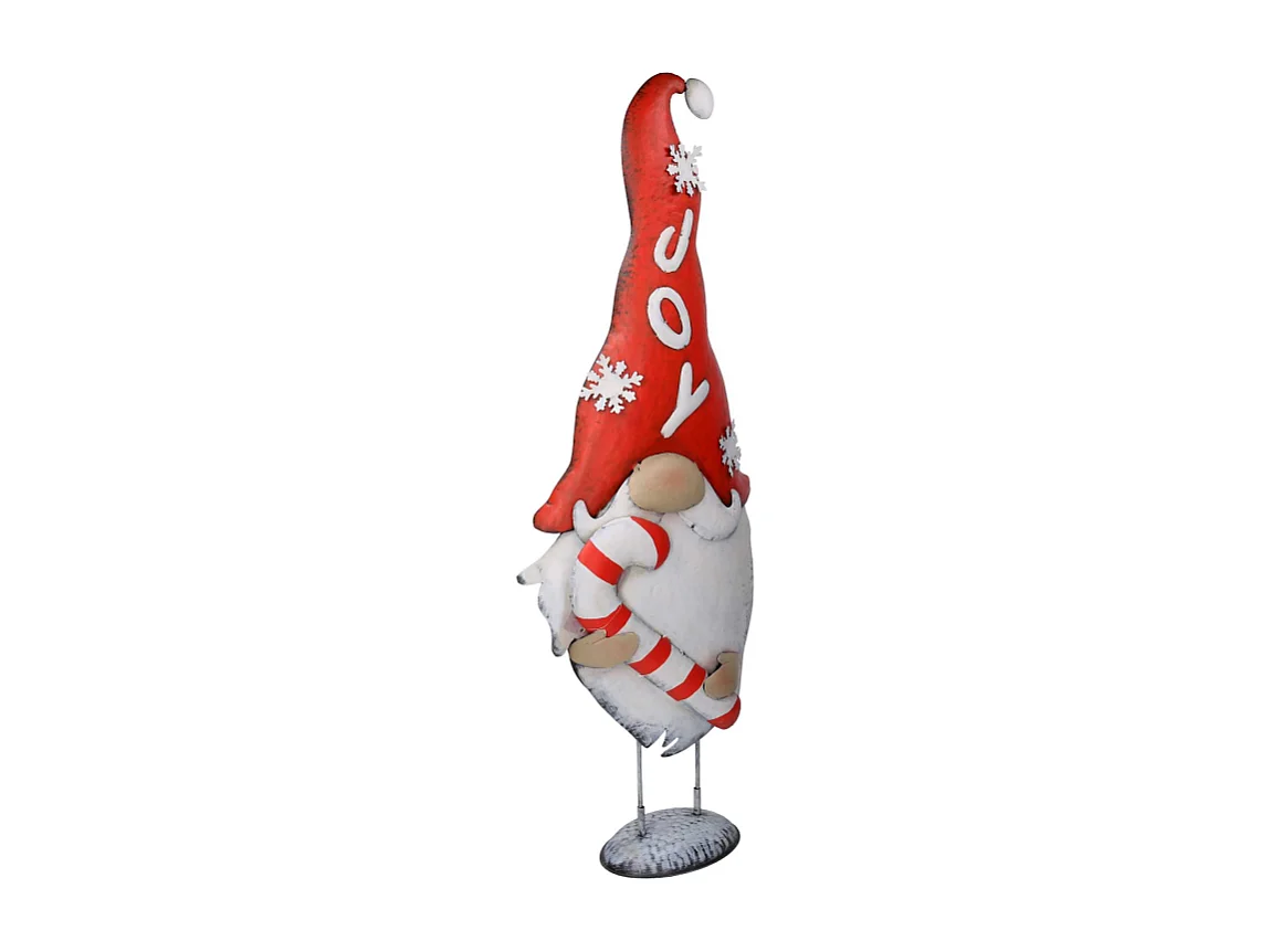 Gnomo metallo con bastoncino di zucchero rosso cm 31x12,7h84,5