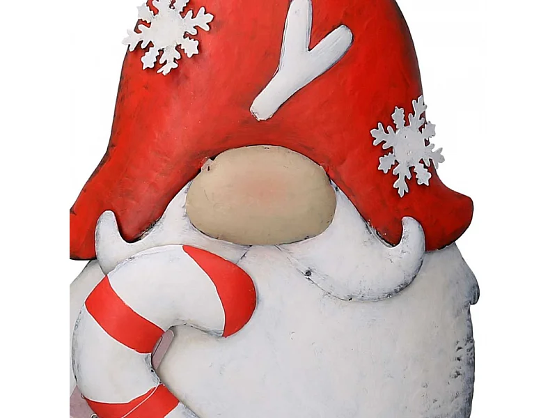 Gnomo metallo con bastoncino di zucchero rosso cm 31x12,7h84,5