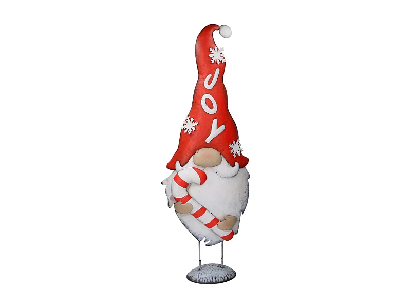 Gnomo metallo con bastoncino di zucchero rosso cm 31x12,7h84,5