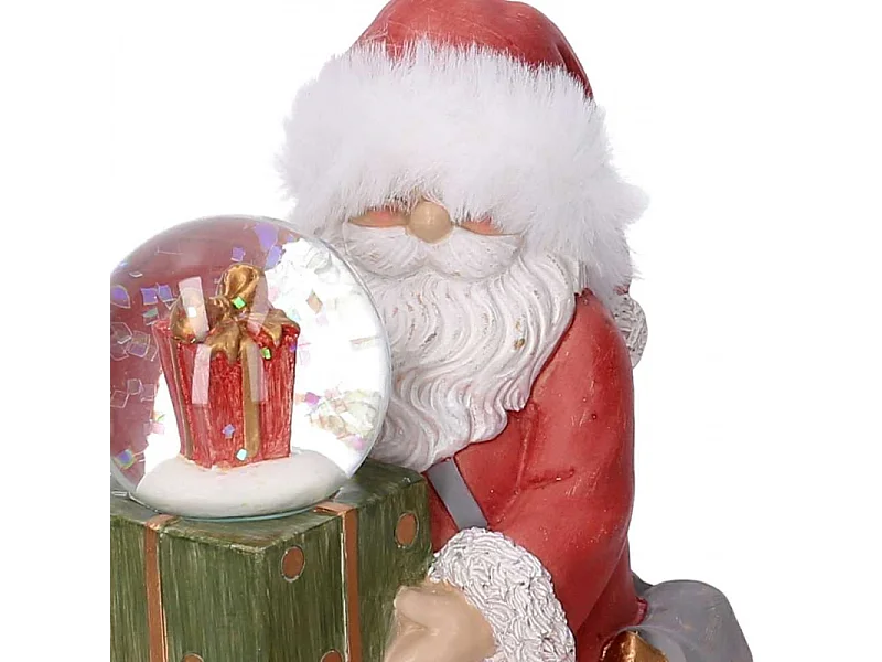 Palla di vetro babbo natale resina rosso cm 12x9h18