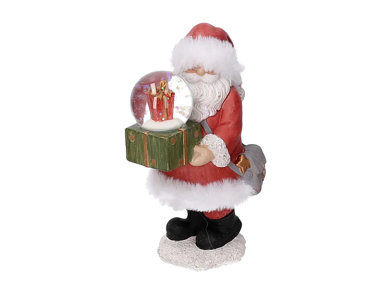 Palla di vetro babbo natale resina rosso cm 12x9h18