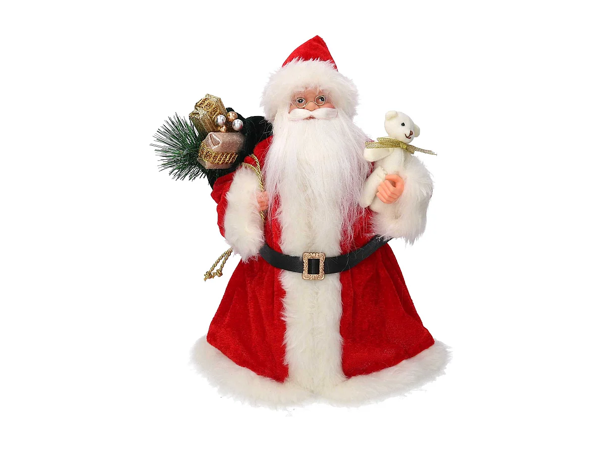 Puntale tessuto Babbo Natale rosso cm ø22h30