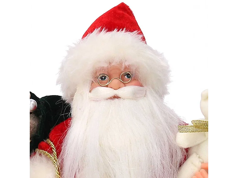 Puntale tessuto Babbo Natale rosso cm ø22h30