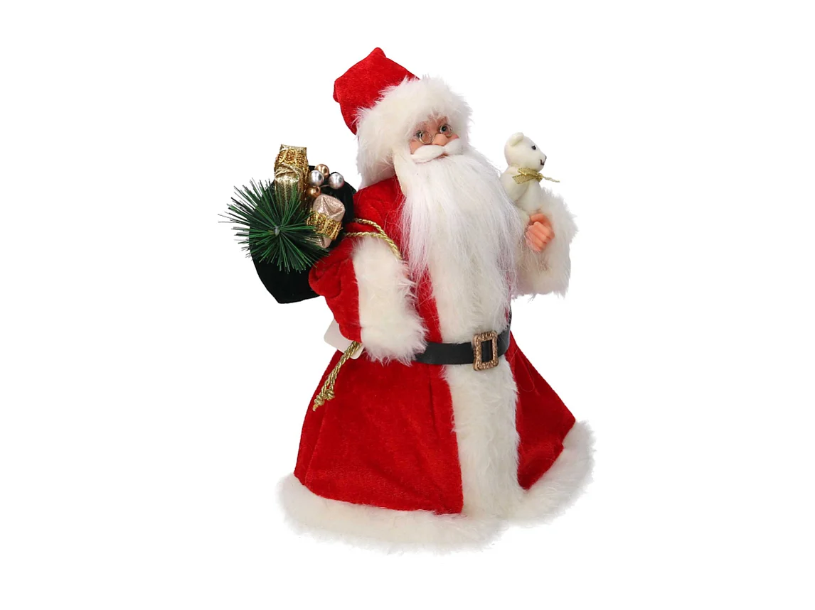 Puntale tessuto Babbo Natale rosso cm ø22h30