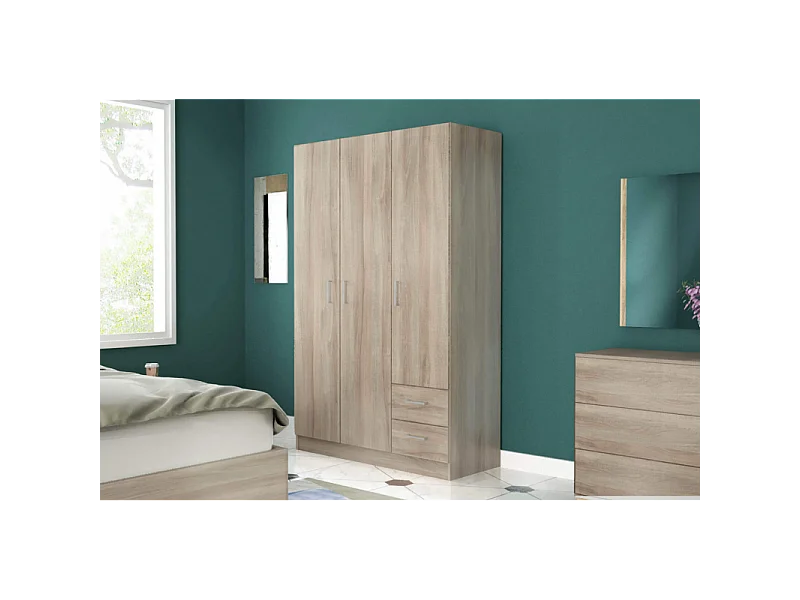 ARMADIO 3 ANTE E 2 CASSETTI OLMO