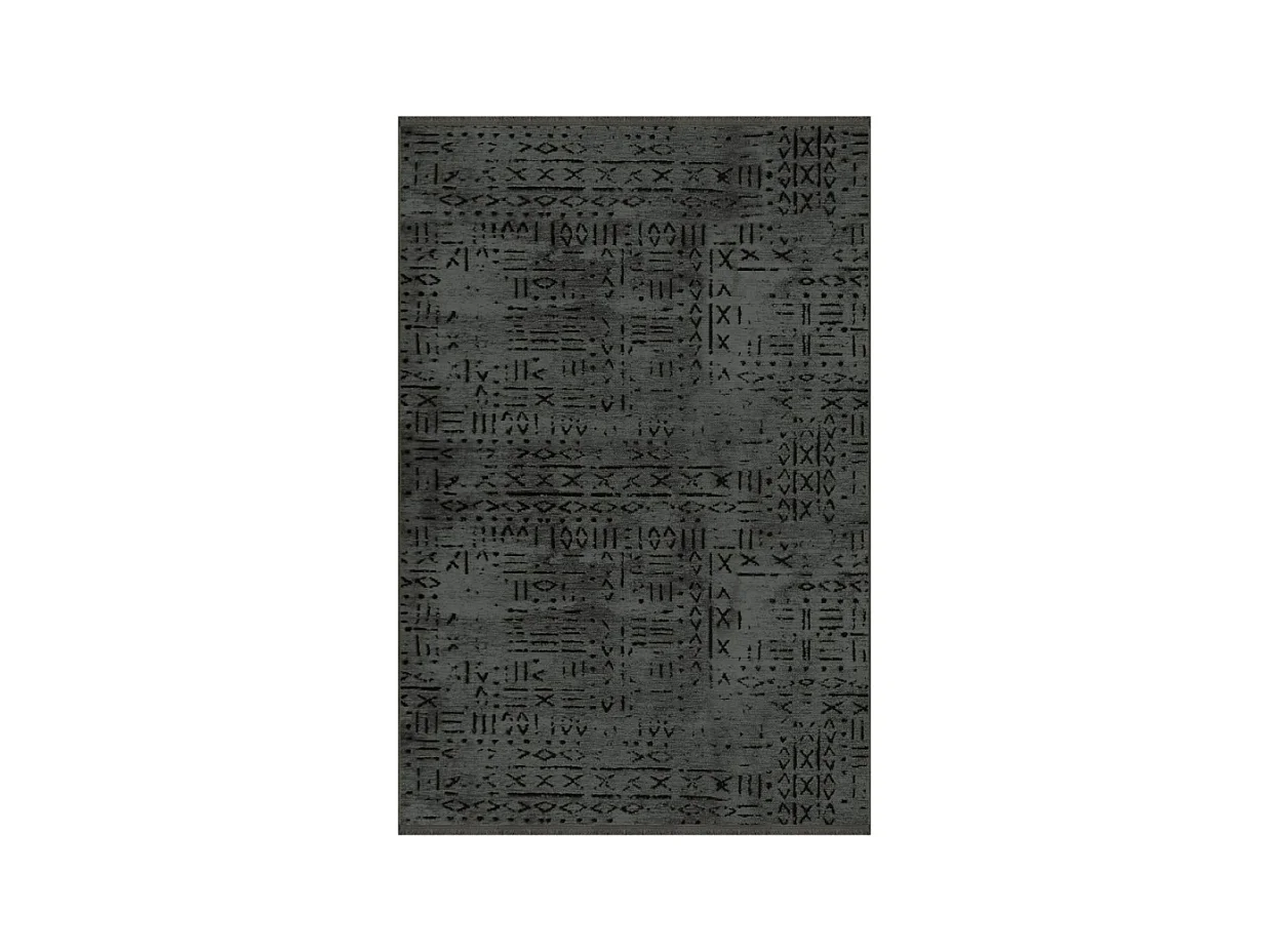 Tappeto ciniglia antiscivolo Vadi antracite decorazione geometrica 160x230