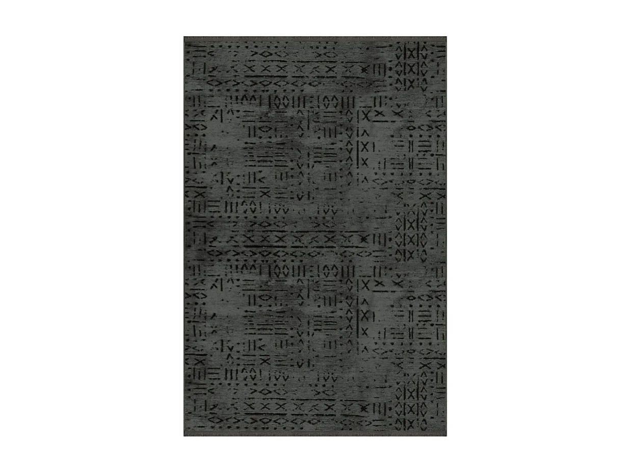 Tappeto ciniglia antiscivolo Vadi antracite decorazione geometrica 160x230