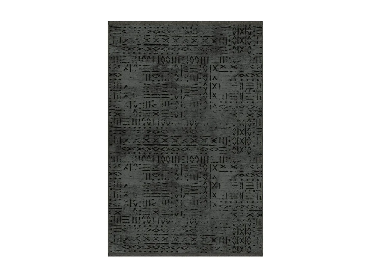 Tappeto ciniglia antiscivolo Vadi antracite decorazione geometrica 160x230