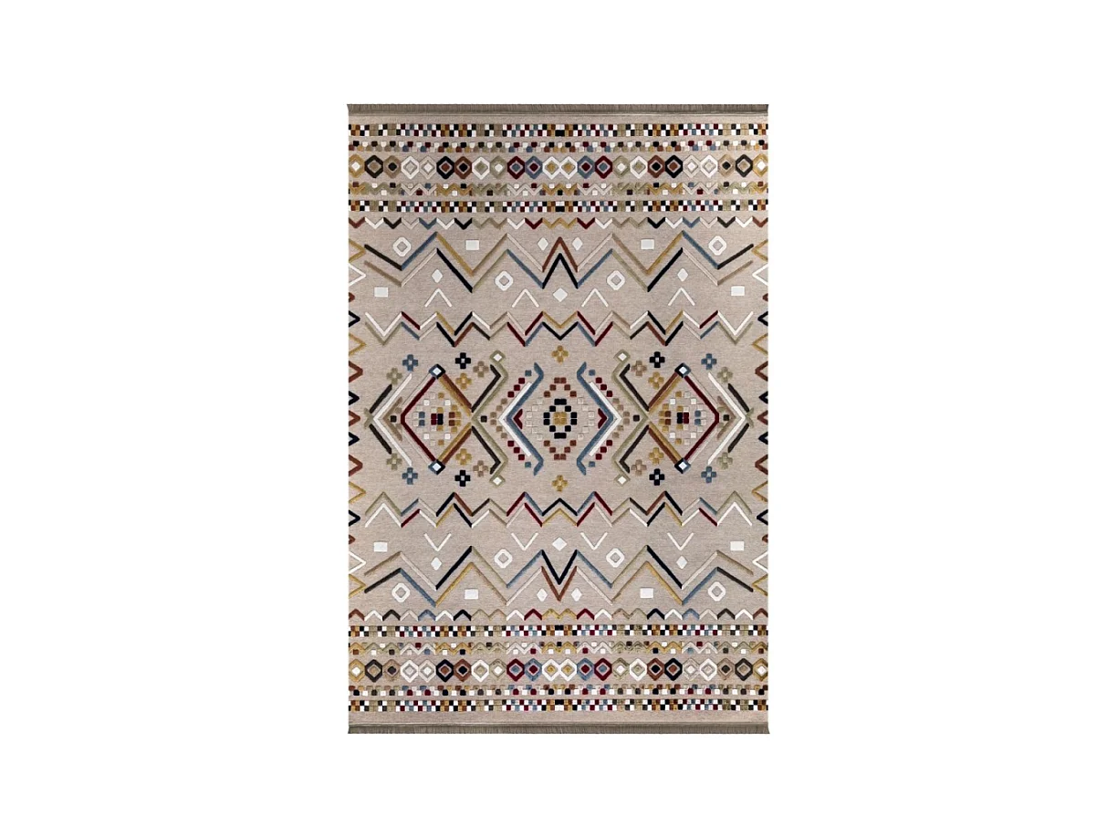 Tappeto antiscivolo Multicolor beige con decori colorati 160x230