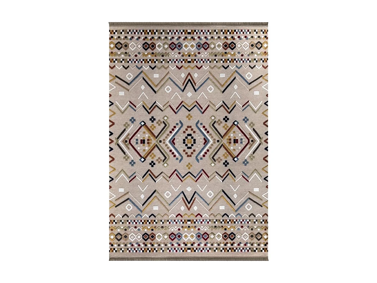 Tappeto antiscivolo Multicolor beige con decori colorati 160x230