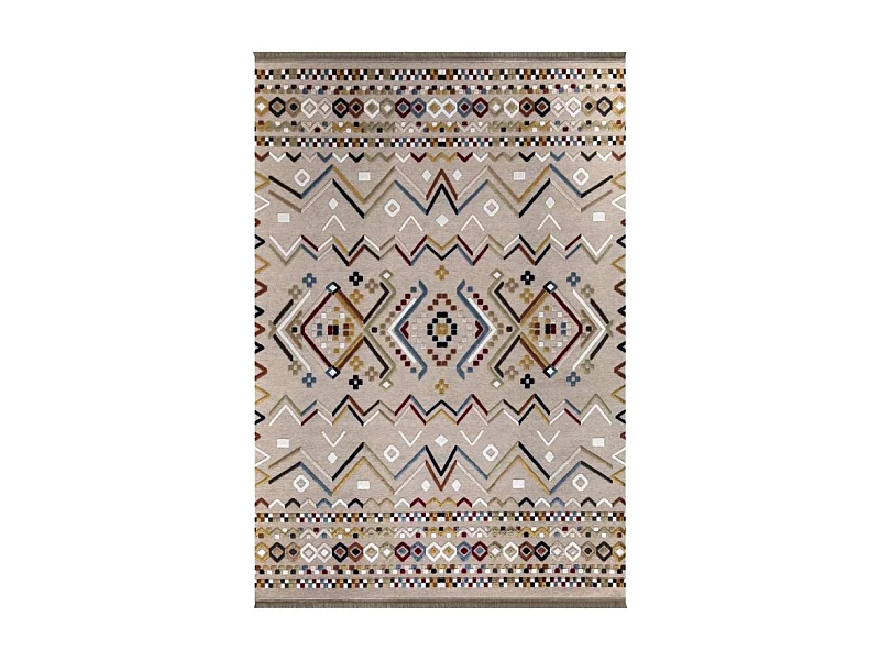 Tappeto antiscivolo Multicolor beige con decori colorati 160x230
