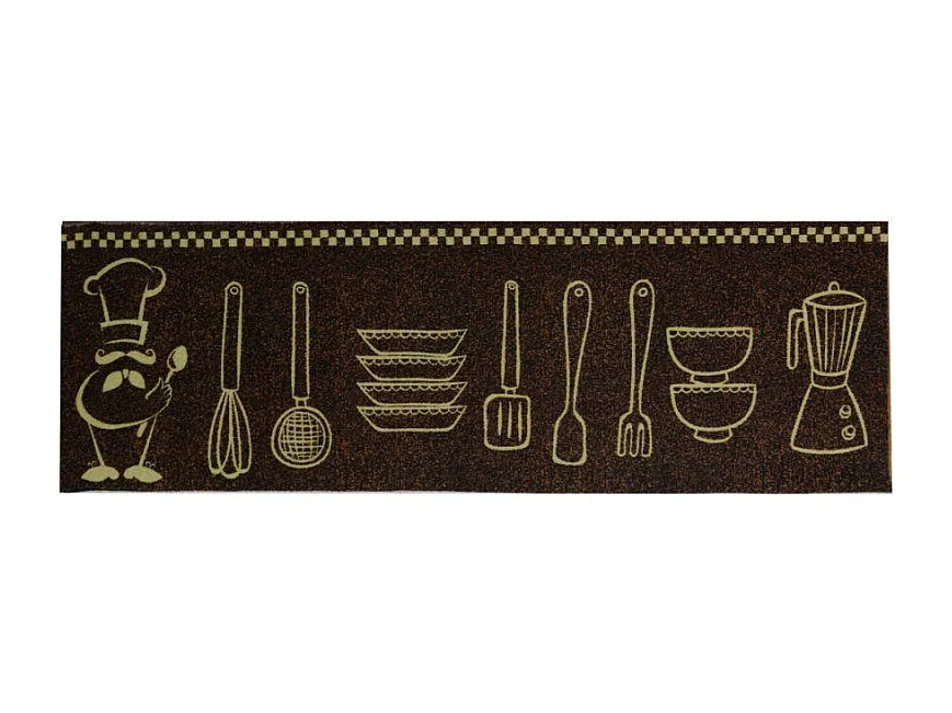 Tappeto pvc cucina marrone posate cm 120x50x0.6