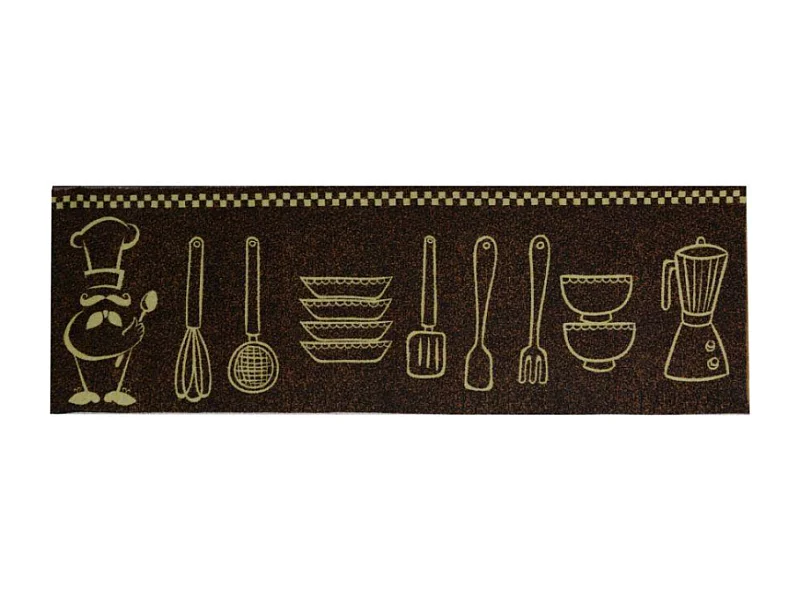 Tappeto pvc cucina marrone posate cm 120x50x0.6