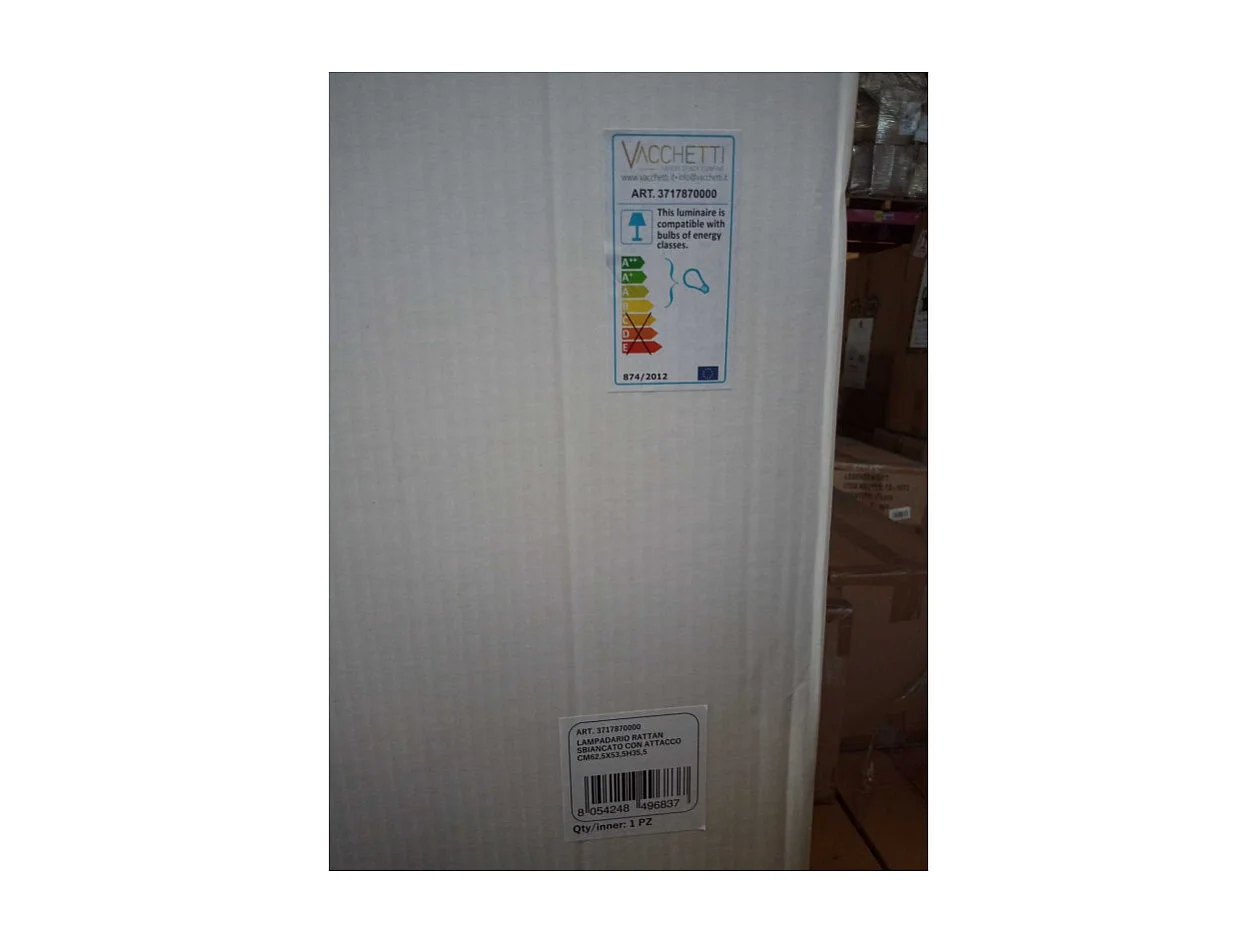 Lampadario rattan sbiancato con attaccocm62,5x53,5h40