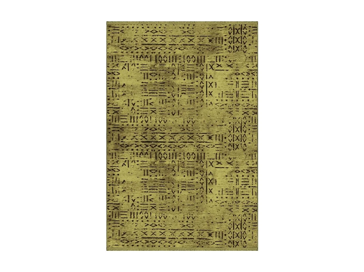 Tappeto ciniglia antiscivolo Vadi verde decorazione geometrica 120x180