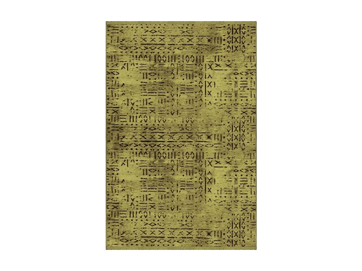 Tappeto ciniglia antiscivolo Vadi verde decorazione geometrica 120x180