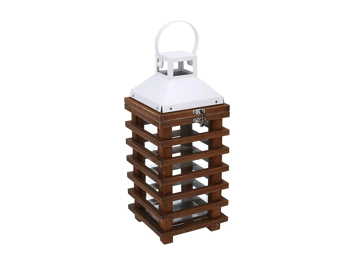 Lanterna legno marrone rettangolare cm 15,5x15h35
