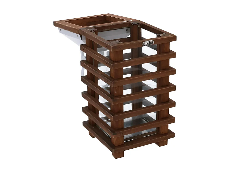 Lanterna legno marrone rettangolare cm 15,5x15h35