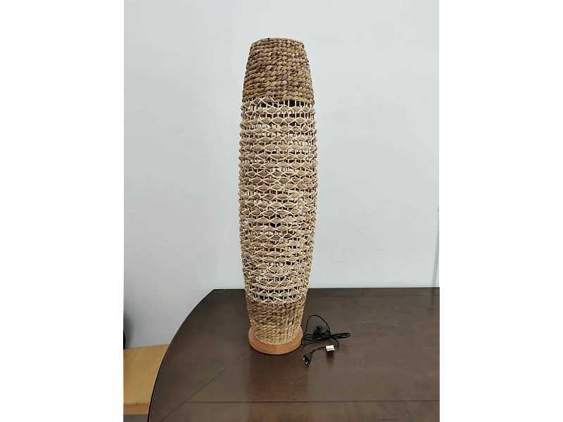 Lampada rattan naturale da terra con attacco cm ø31h119,5