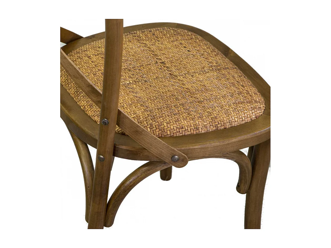 Sedia legno cross marrone chiaro sedutaintreccio cm 51x55h46,5/89