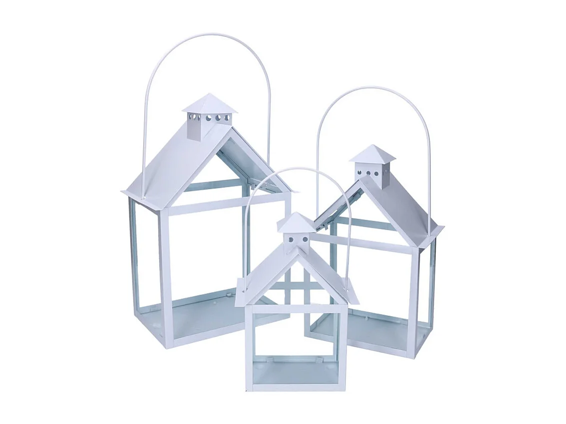 Lanterna metallo 1-3 bianco cm 27x18,2h41/51